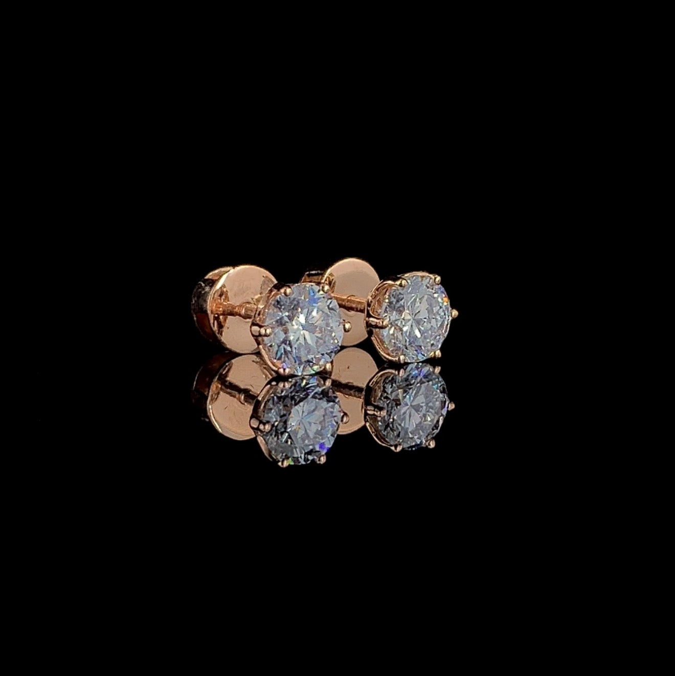 2CTW Round Diamond Stud Earrings