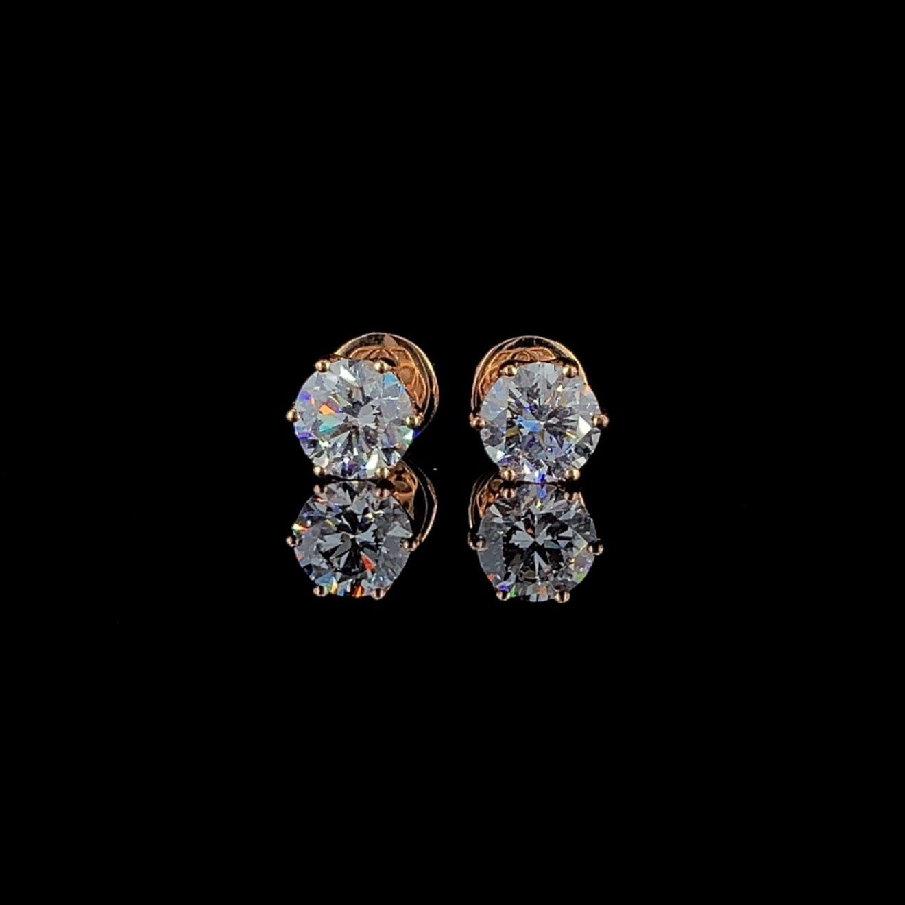 2CTW Round Diamond Stud Earrings